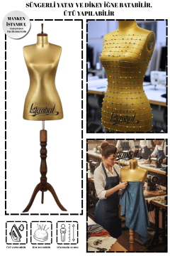 Süngerli Gold Kumaş Terzi Mankeni Prova Mankeni 36-38-40 Beden