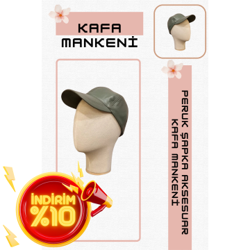 Erkek ahşap standlı kumaş kaplı kafa mankeni