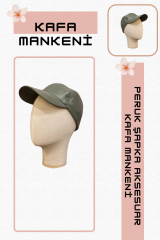 Erkek ahşap standlı kumaş kaplı kafa mankeni