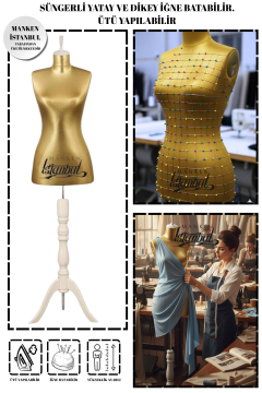 Süngerli Gold Kumaş Terzi Mankeni Prova Mankeni 36-38-40 Beden