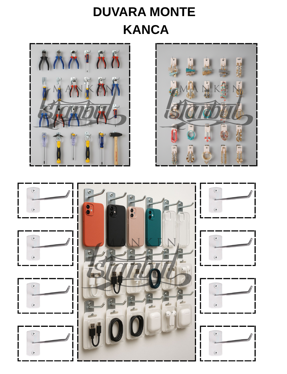 Duvara Monte Galvaniz Metal Kanca-5 mm Kalınlık Dayanıklı Yapı