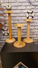 Ahşap Vernikli Bayan Aksesuar Mankeni Şapka Mankeni 3 lü Set