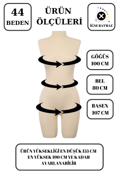 Çengel Aparatlı Pantolon Giyebilen Ahşap Kollu Terzi Mankeni 44 beden