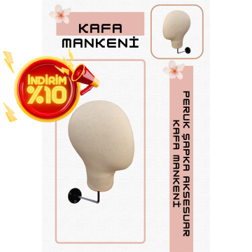 Duvara Monte Bayan Kumaş Kaplı Kafa Mankeni