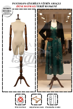 Pantolon Giyebilen Ahşap Kollu Terzi Mankeni Vitrin Mankeni