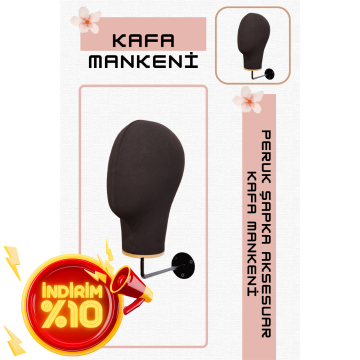 Duvara Monte Bayan Kumaş Kaplı Kafa Mankeni