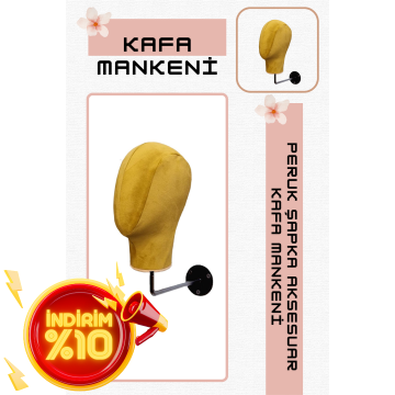 Duvara Monte Bayan Kumaş Kaplı Kafa Mankeni