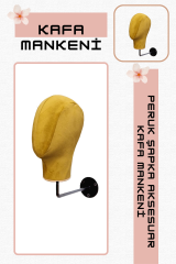 Duvara Monte Bayan Kumaş Kaplı Kafa Mankeni