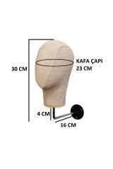 Duvara Monte Bayan Kumaş Kaplı Kafa Mankeni
