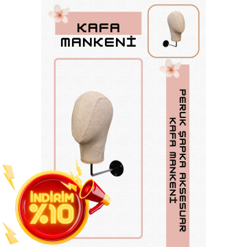 Duvara Monte Bayan Kumaş Kaplı Kafa Mankeni