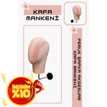Duvara Monte Bayan Kumaş Kaplı Kafa Mankeni