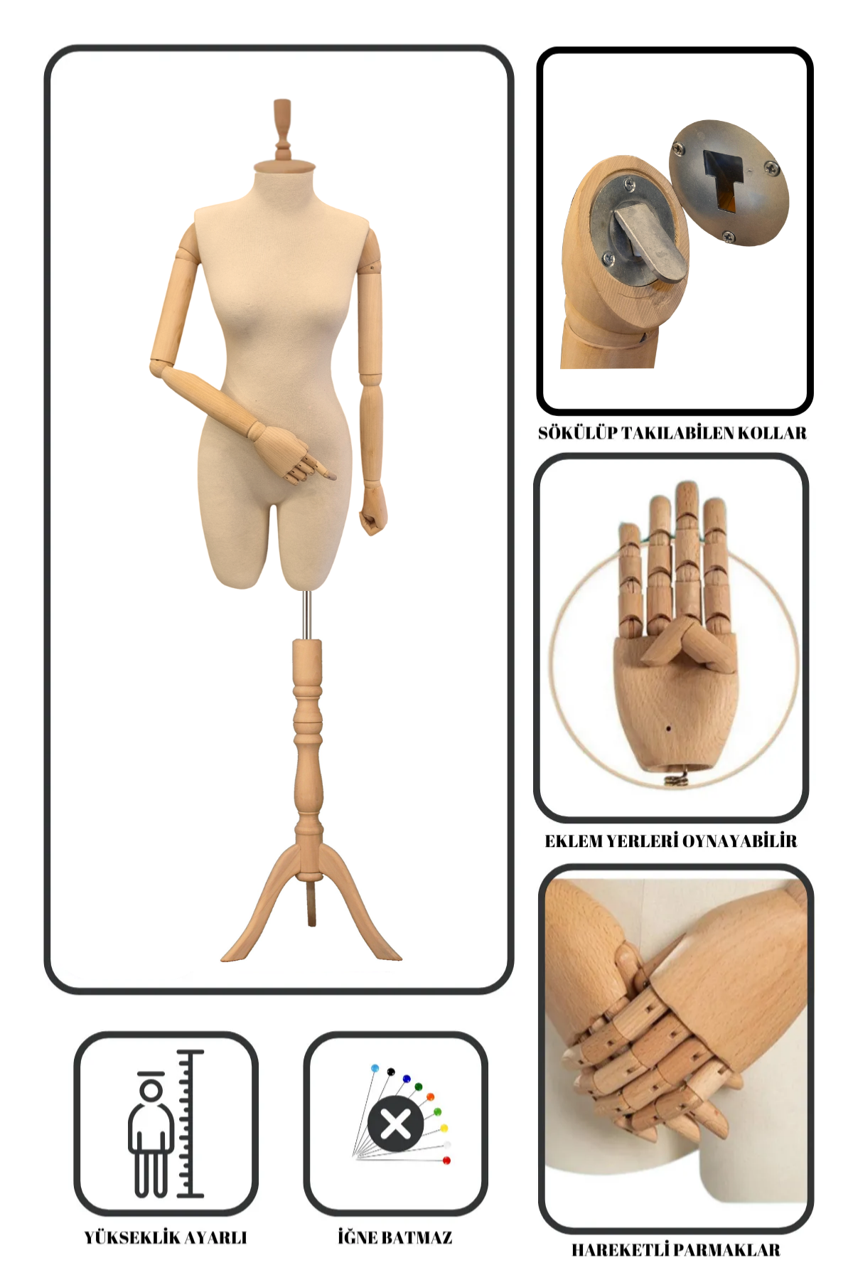 Çengel Aparatlı Paçalı Kollu Terzi Mankeni Vitrin Mankeni