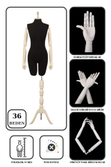 Pantolon Giyebilen Ahşap Kollu Terzi Mankeni Vitrin Mankeni 36 beden