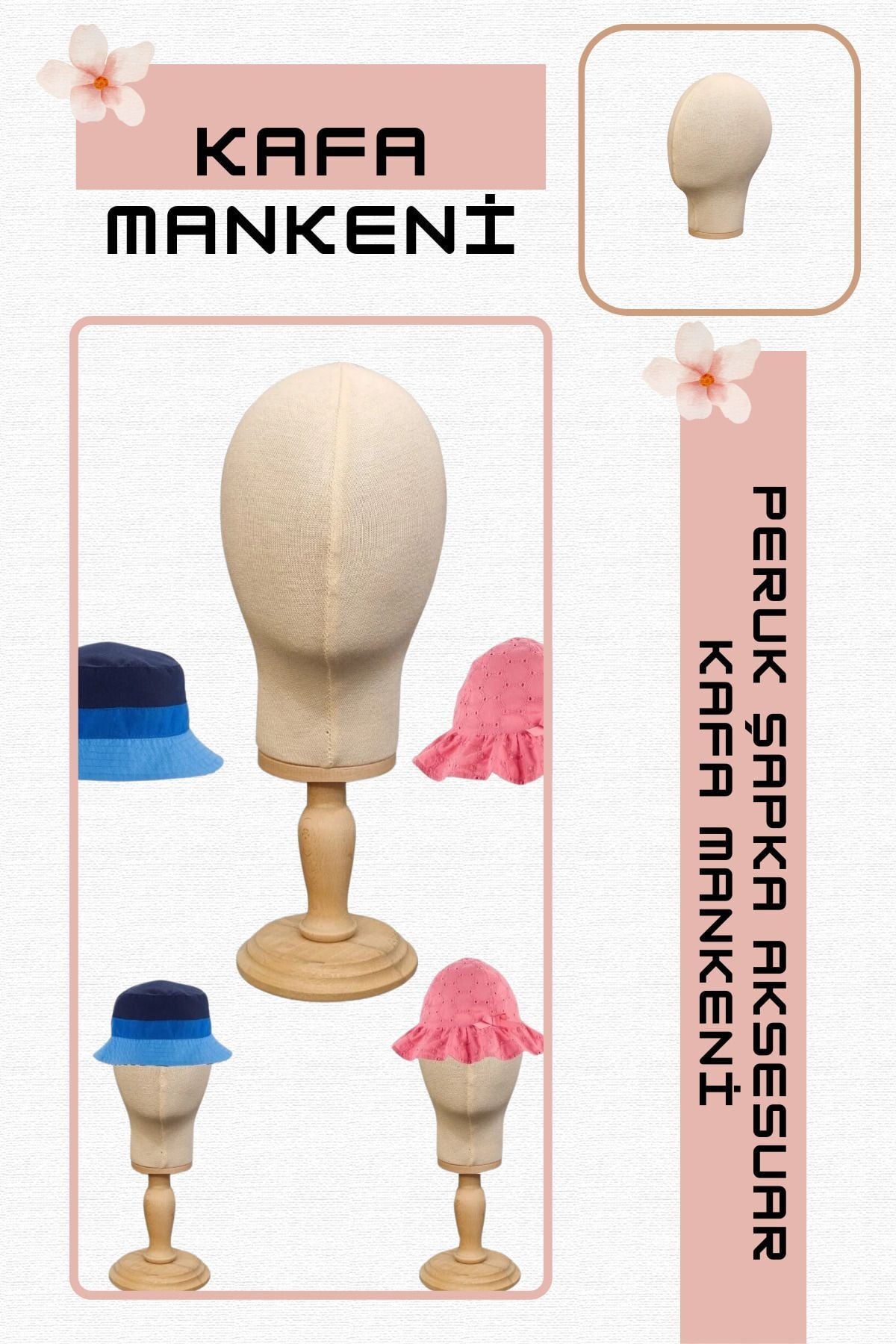 Ahşap Standlı Bebek Kafa Mankeni 06 Ay 12 Ay İçin Uygundur