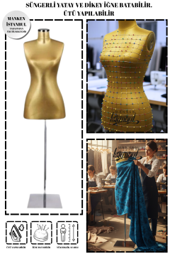 Süngerli Gold Kumaş Terzi Mankeni Prova Mankeni
