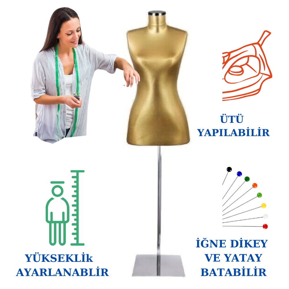 Süngerli Gold Kumaş Terzi Mankeni Prova Mankeni 36-38-40 Beden