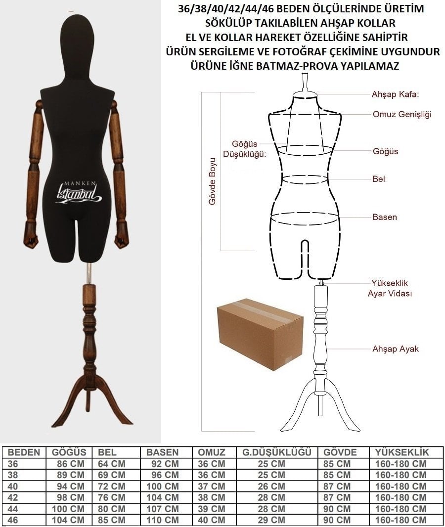 Ahşap Kukla Kollu Bayan Terzi Mankeni Kiralama