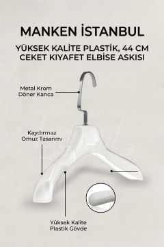 10 Adet 44 cm Plastik Ceket  Askısı Elbise Askısı