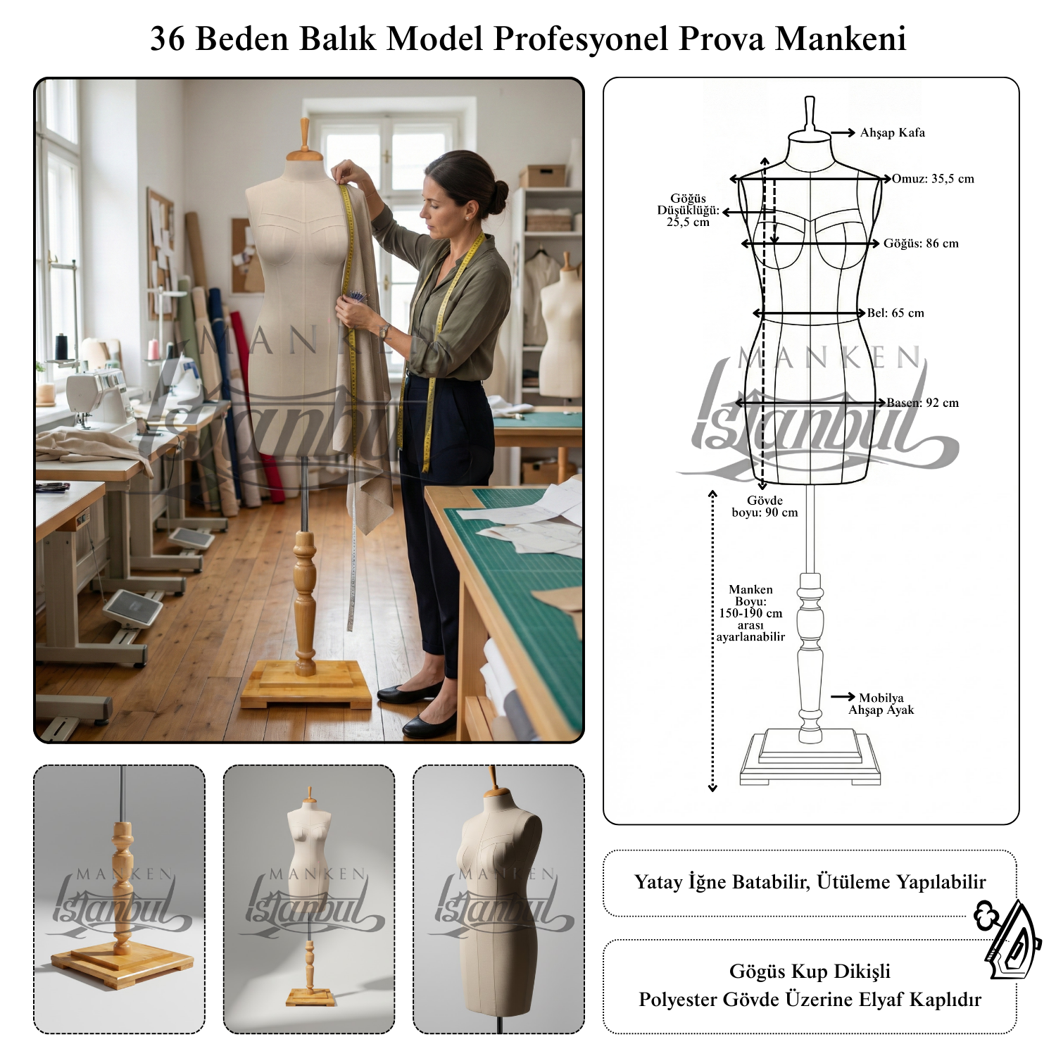 Fransız Göğüs Kuplu Profesyonel Terzi Mankeni Prova Mankeni