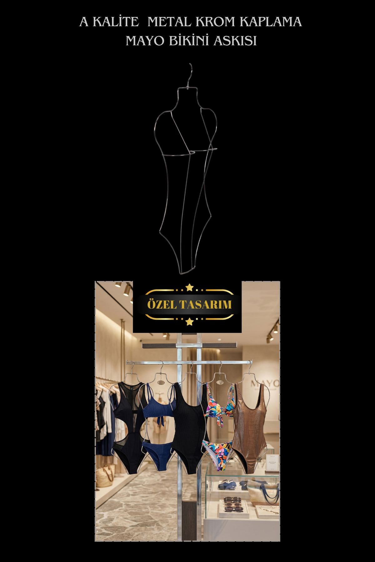 5 Adet Vücut Şekilli Krom Metal  Mayo Askısı Bikini Askısı