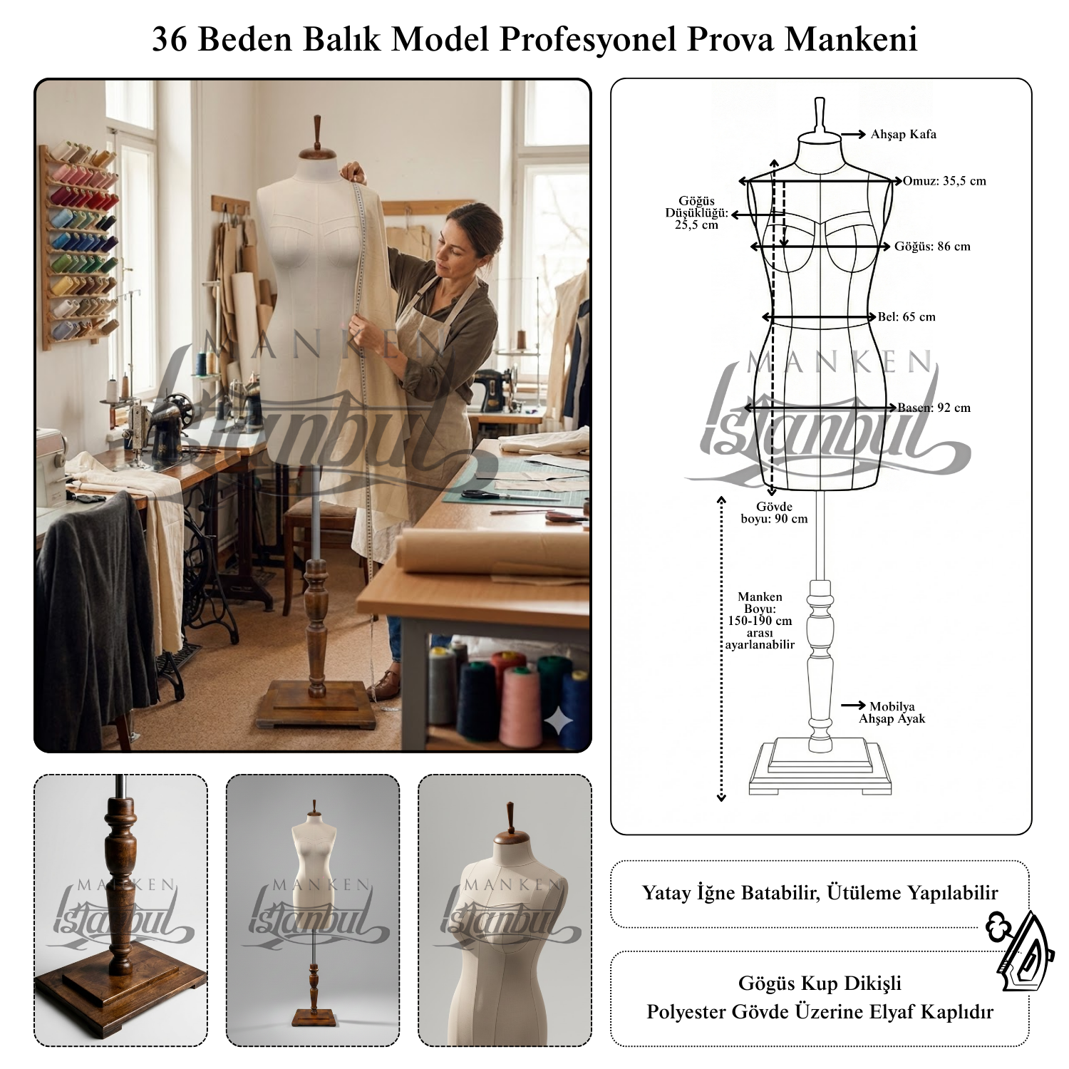 Fransız Göğüs Kuplu Profesyonel Prova Mankeni Terzi Mankeni