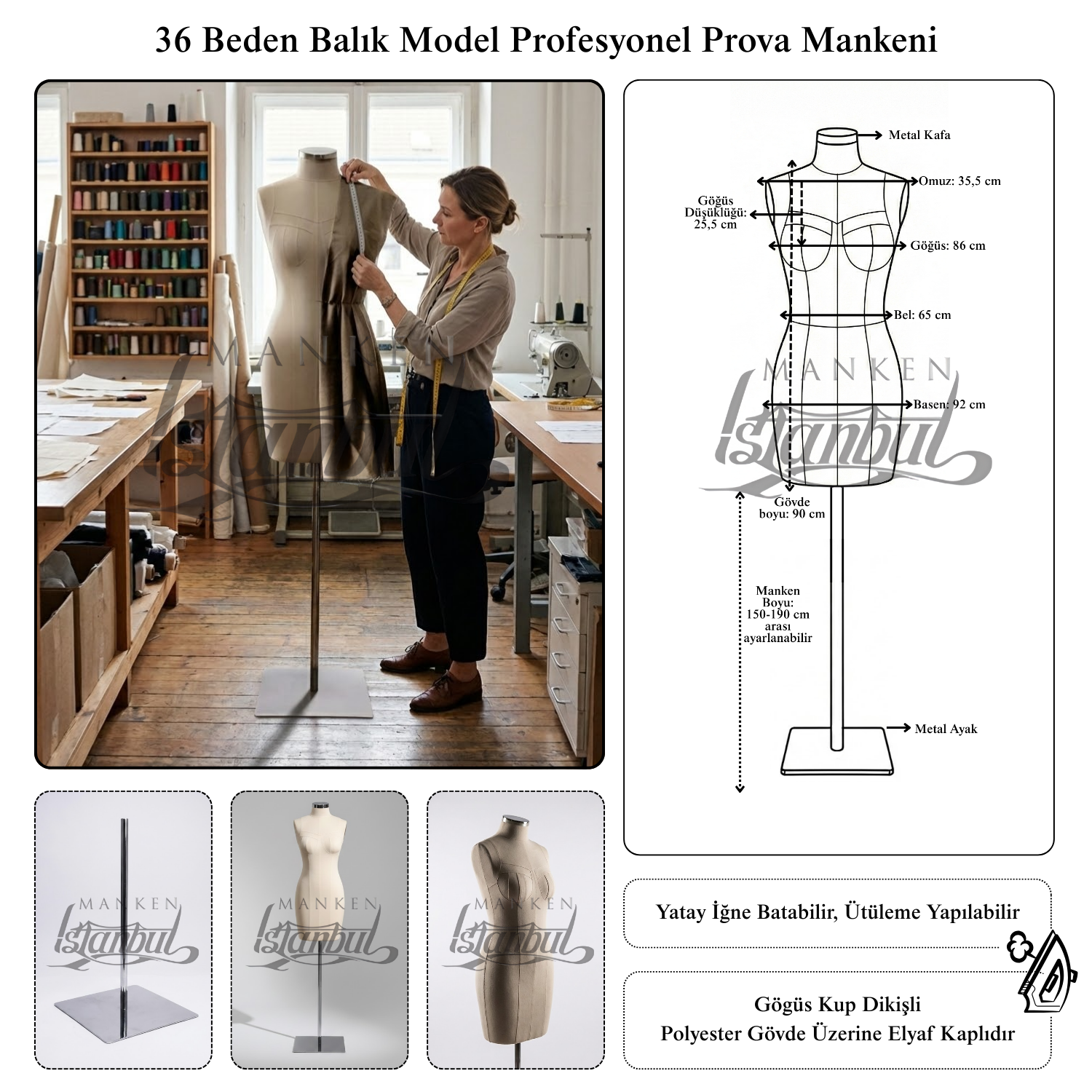 Fransız Göğüs Kuplu Profesyonel Terzi Mankeni Prova Mankeni