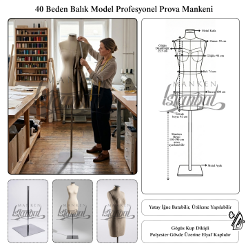 Fransız Göğüs Kuplu Profesyonel Terzi Mankeni Prova Mankeni