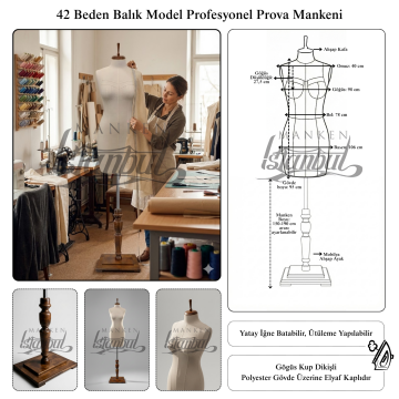 Fransız Göğüs Kuplu Profesyonel Prova Mankeni Terzi Mankeni