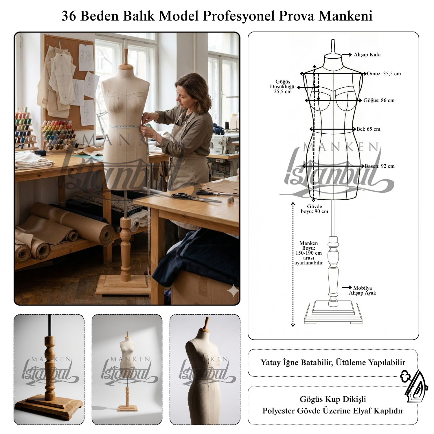 Fransız Göğüs Kuplu Profesyonel Terzi Mankeni Prova Mankeni