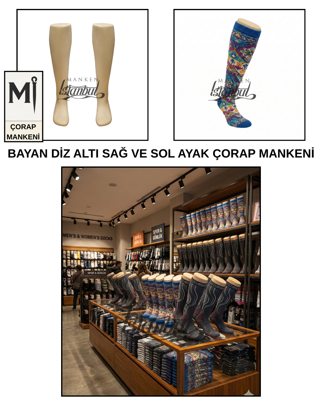 Fiber Bayan Diz Altı Sağ Ve Sol Ayak Çorap Mankeni