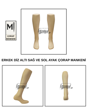 Fiber Erkek Diz Altı Sol ve Sağ Ayak Çorap Mankeni