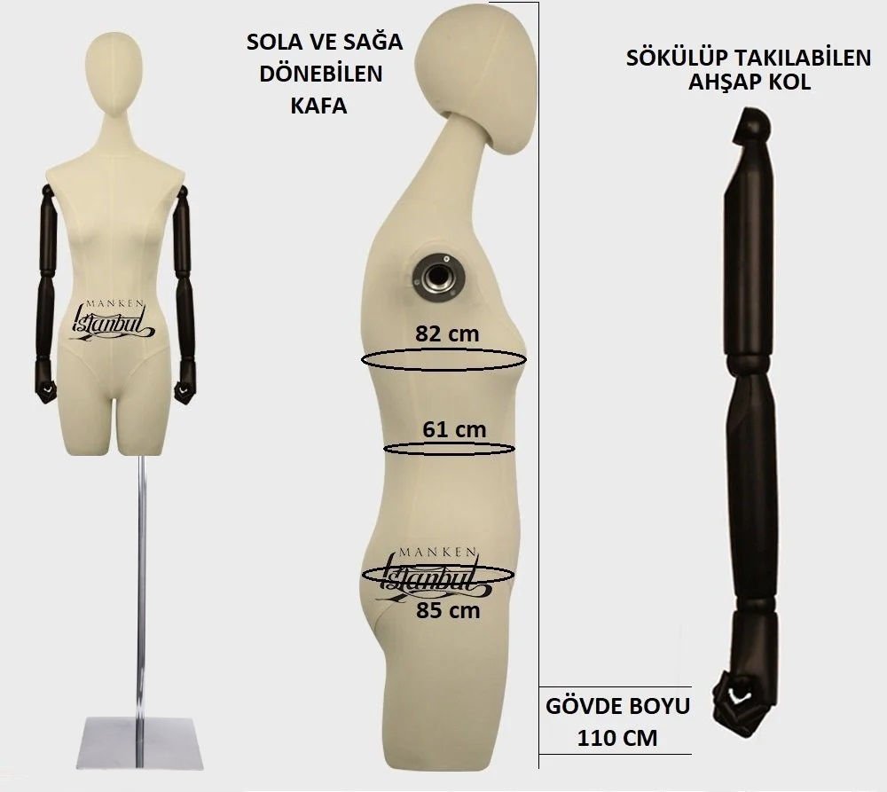 Pantolon giyebilen ahşap kollu terzi mankeni