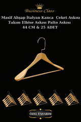 5 Adet 44 Cm Masif Ahşap İtalyan Kanca Takım Elbise Palto Ceket askısı 25 ADET