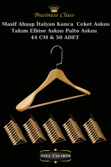 5 Adet 44 Cm Masif Ahşap İtalyan Kanca Takım Elbise Palto Ceket askısı 50 ADET