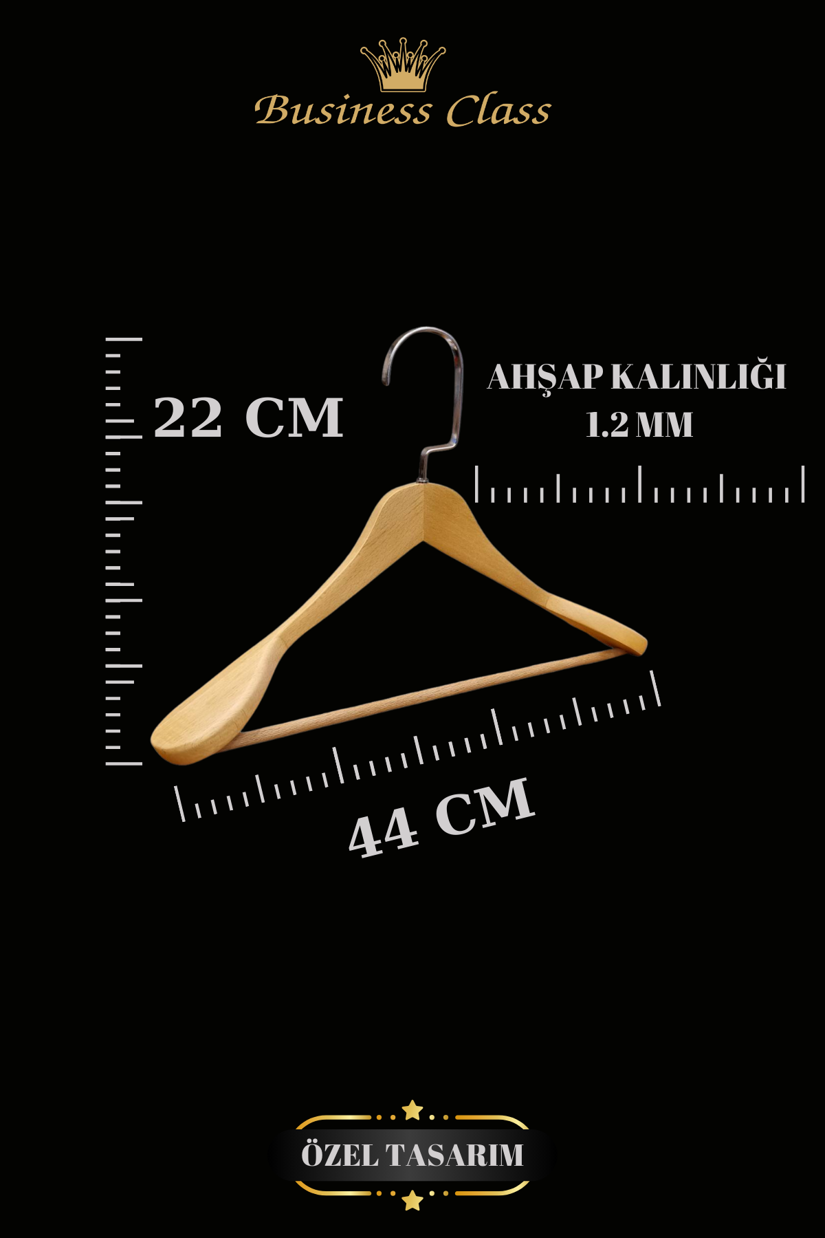 5 Adet 44 Cm Masif Ahşap İtalyan Kanca Takım Elbise Palto Ceket askısı 50 ADET