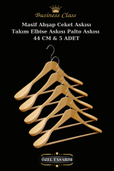 5 Adet 44 Cm Masif Ahşap İtalyan Kanca Takım Elbise Palto Ceket askısı