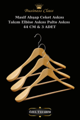 5 Adet 44 Cm Masif Ahşap İtalyan Kanca Takım Elbise Palto Ceket askısı 3 ADET