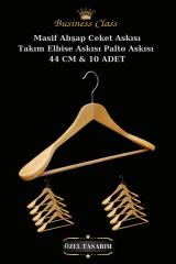 5 Adet 44 Cm Masif Ahşap İtalyan Kanca Takım Elbise Palto Ceket askısı 10 ADET