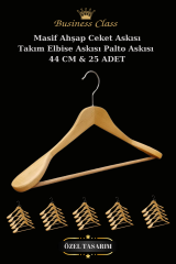 5 Adet 44 Cm Masif Ahşap İtalyan Kanca Takım Elbise Palto Ceket askısı 25 ADET