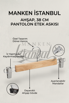 10 Adet Doğal Ahşap Pantolon Askısı Etek Kıyafet Askısı