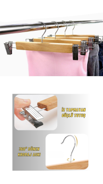 10 Adet Doğal Ahşap Pantolon Askısı Etek Kıyafet Askısı