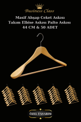 5 Adet 44 Cm Masif Ahşap İtalyan Kanca Takım Elbise Palto Ceket askısı 50 ADET