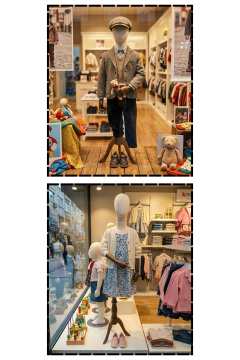 Keten Kumaş Ahşap Kollu Kafalı Çocuk Terzi Vitrin Mankeni