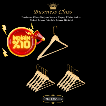 Business Class 45 Cm Ceket Askısı Elbise Askısı Ahşap Askı 10 Adet
