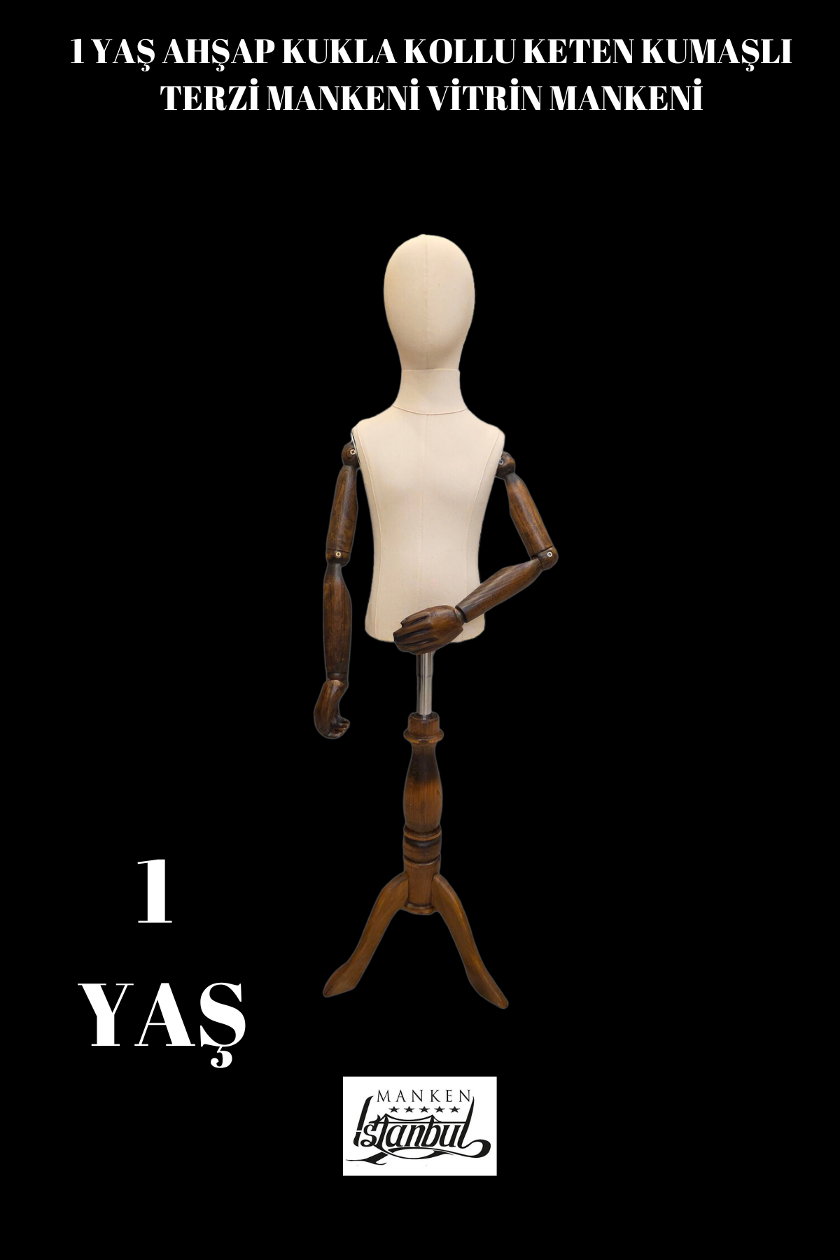 Ahşap Kollu Çocuk Terzi Mankeni Vitrin Mankeni 1 yaş