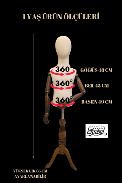 Ahşap Kollu Çocuk Terzi Mankeni Vitrin Mankeni 1 yaş