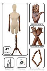 Pantolon Giyebilen Ahşap Kollu Terzi Mankeni Vitrin Mankeni 42 beden