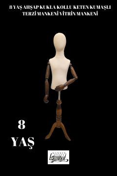 Ahşap Kollu Çocuk Terzi Mankeni Vitrin Mankeni 8 yaş