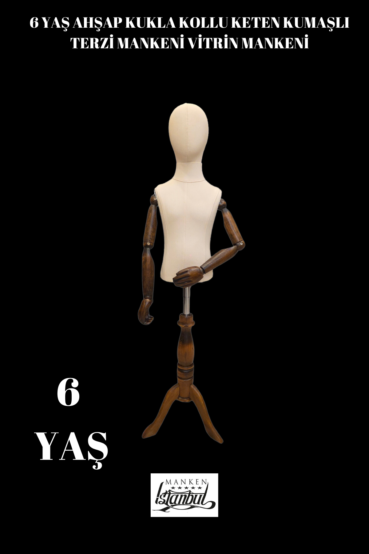 Ahşap Kollu Çocuk Terzi Mankeni Vitrin Mankeni 6 yaş