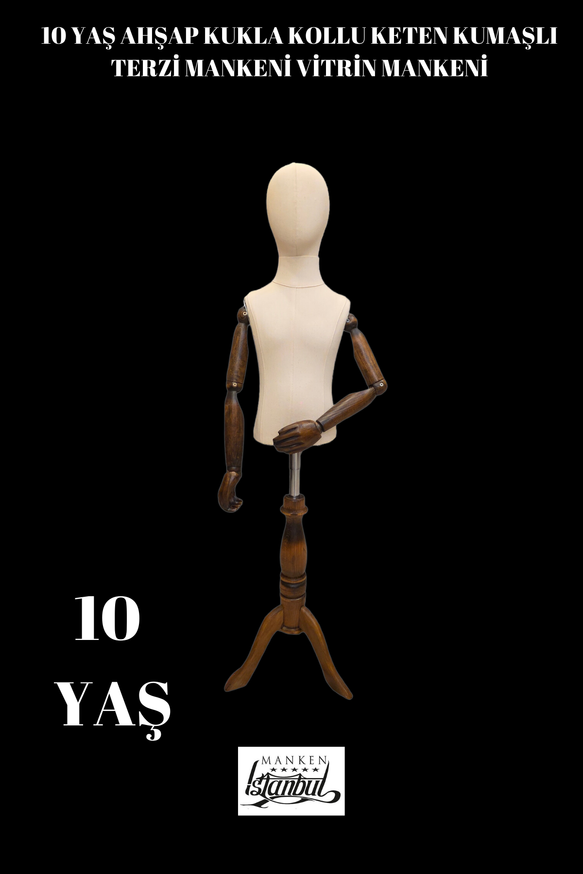 Ahşap Kollu Çocuk Terzi Mankeni Vitrin Mankeni 10 yaş